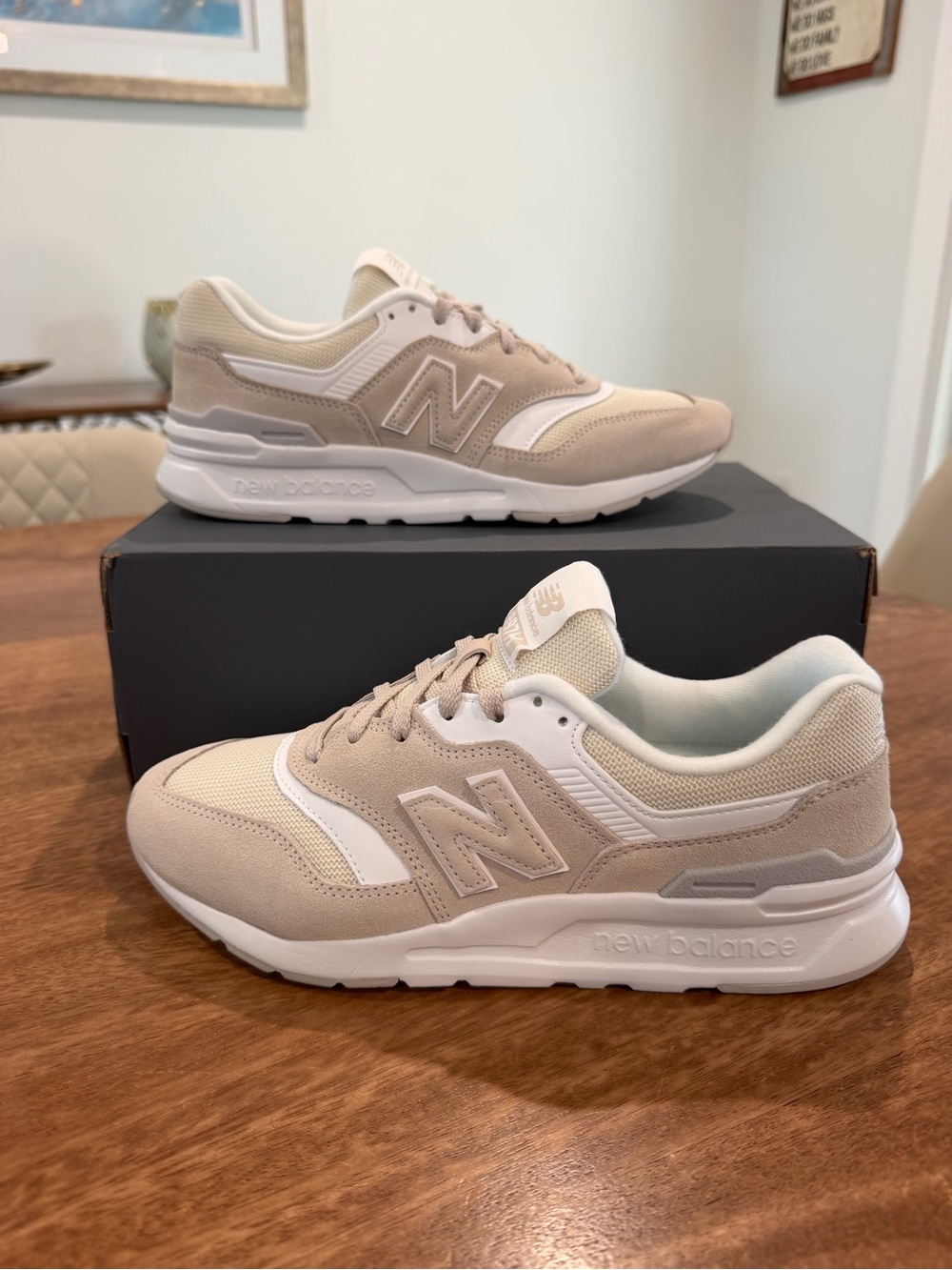 New Balance Women's Neutral Beige and White Retro Runner Sneakers